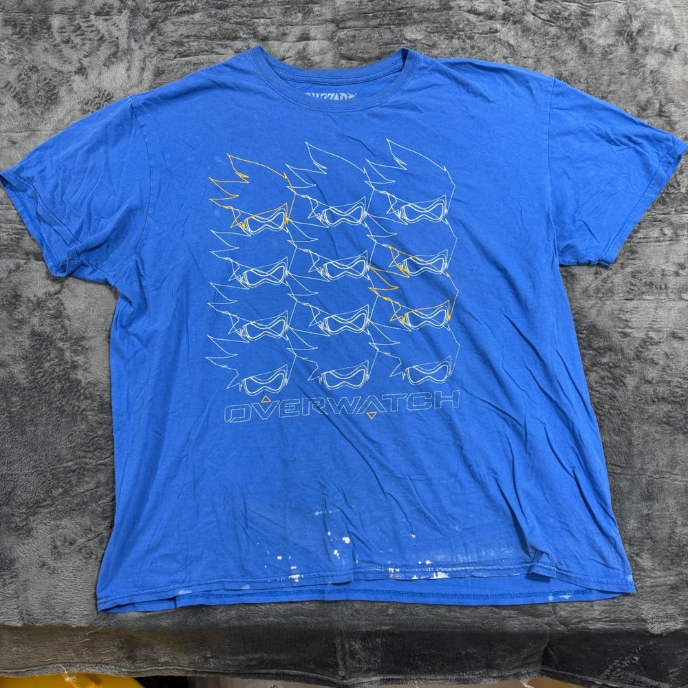 Blizzard Overwatch T Shirt Mens XL Blue Tracer Goggles Graphic Tee Short Sleeve‎